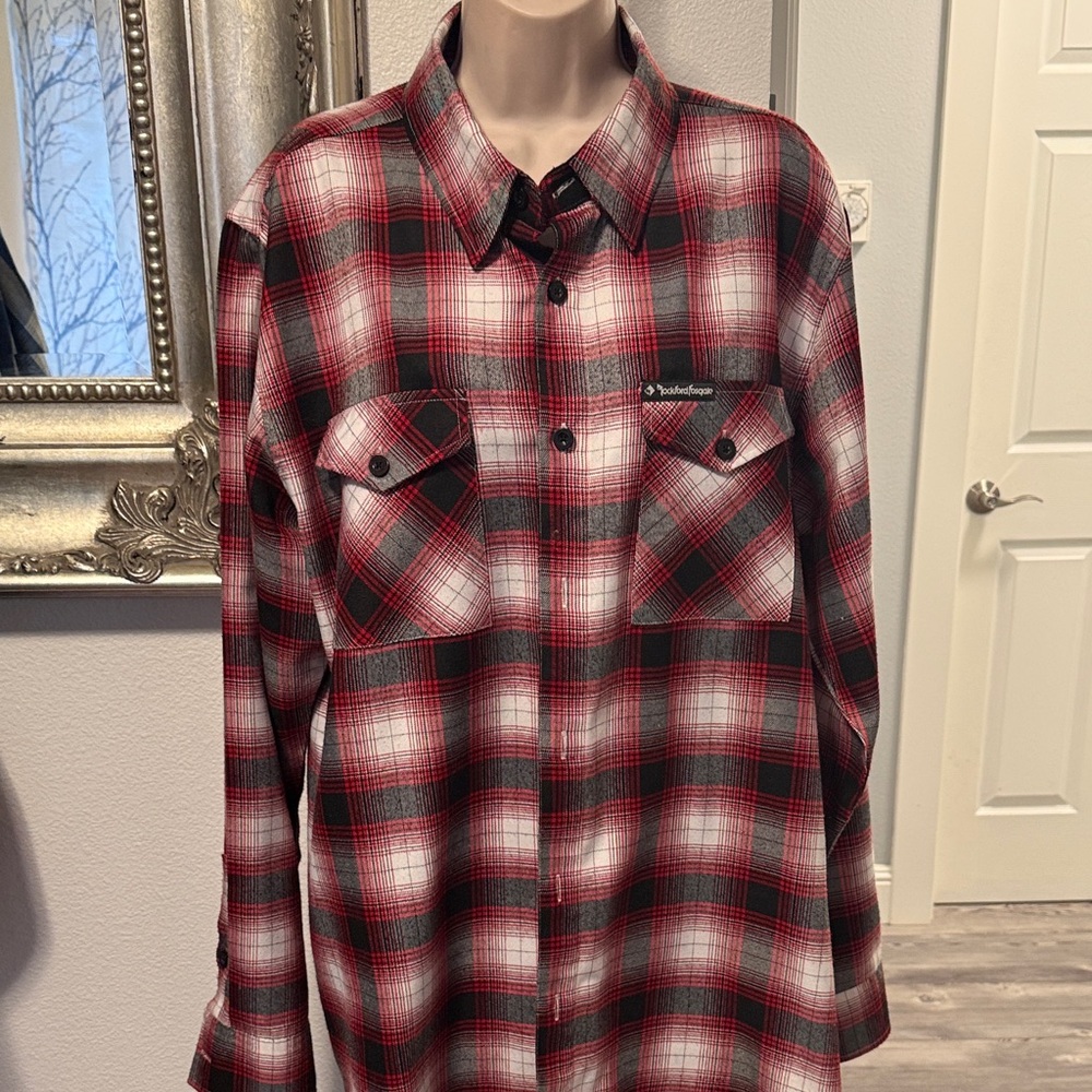 DIXXON Rockford Fosgate Exclusive Red and Black Plaid Button Down Shirt